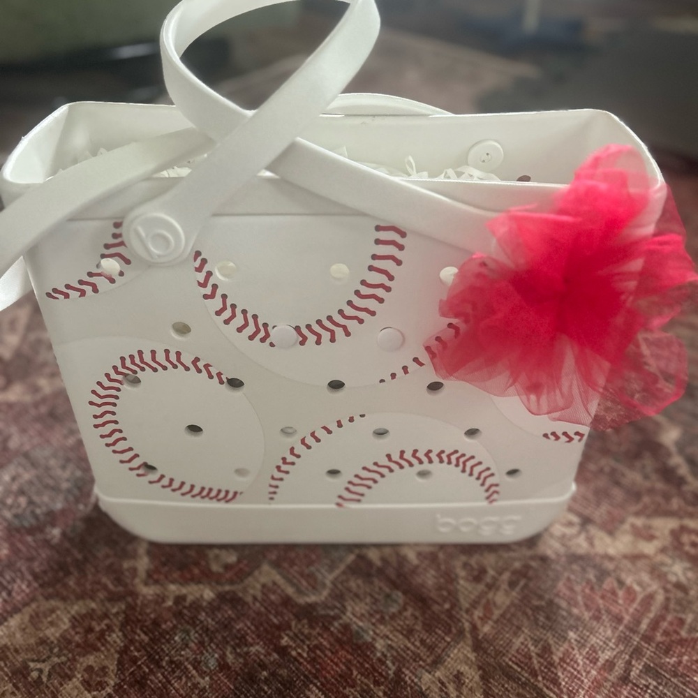 BOGG BAG White and Red Baseball Tote